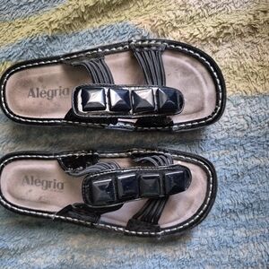 Alegria Black Sandals with Studded Straps